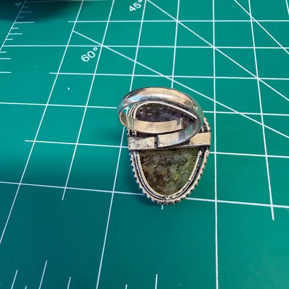 Rainbow Solar Quartz Adjustable Sterling Silver Overlay Ring‎ 4.5–7.5